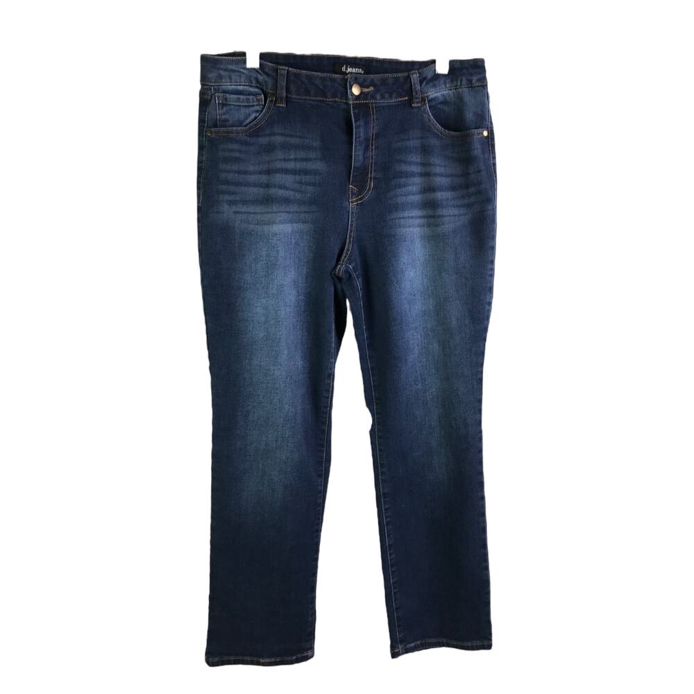 D.Jeans Denim Jeans Womens Sz 16 Cotton Stretch High Rise‎ Dark Wash Cropped